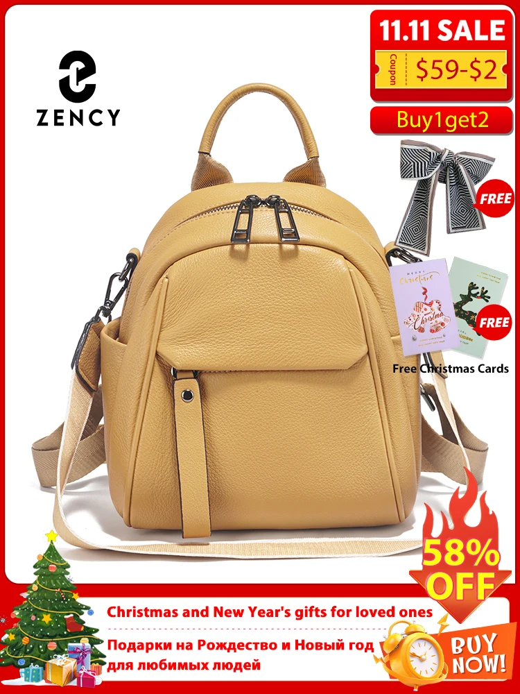 

Zency мягкий женский маленький рюкзак из натуральной кожи, стильный дорожный рюкзак, школьная сумка на плечо, однотонный Mochila College