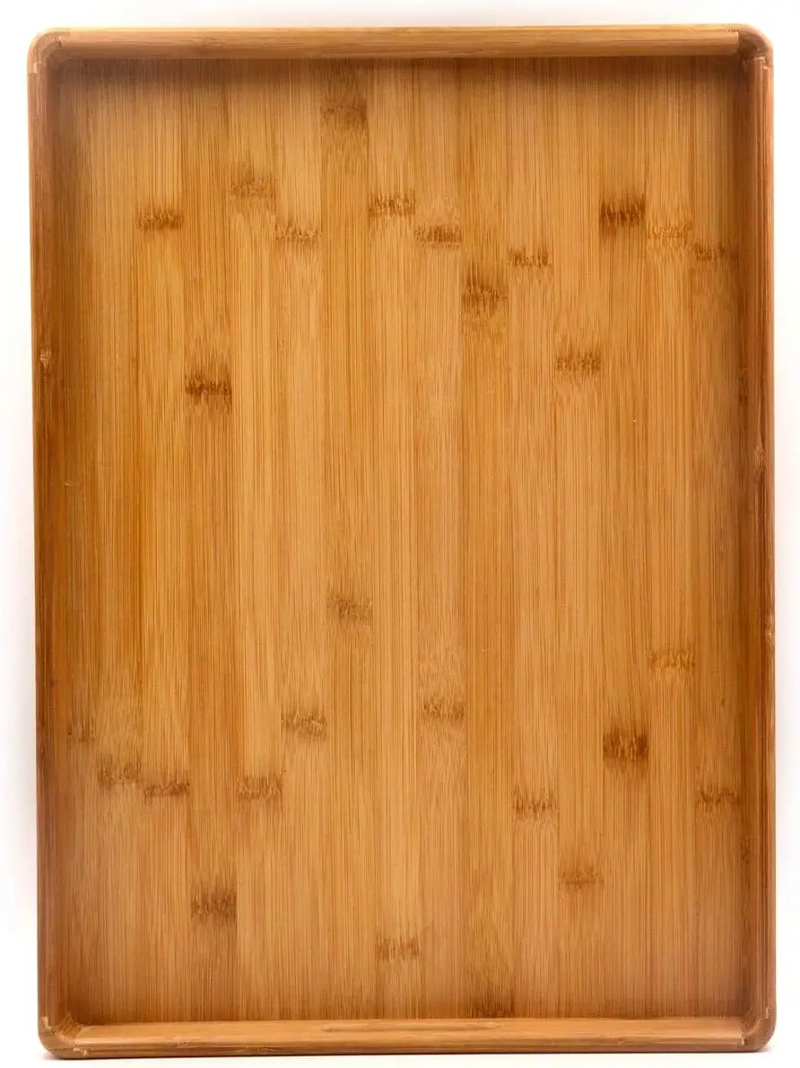 

Большой бамбуковый поднос 18x13 дюймов, ручной работы, для кофе и чая, с ручкой