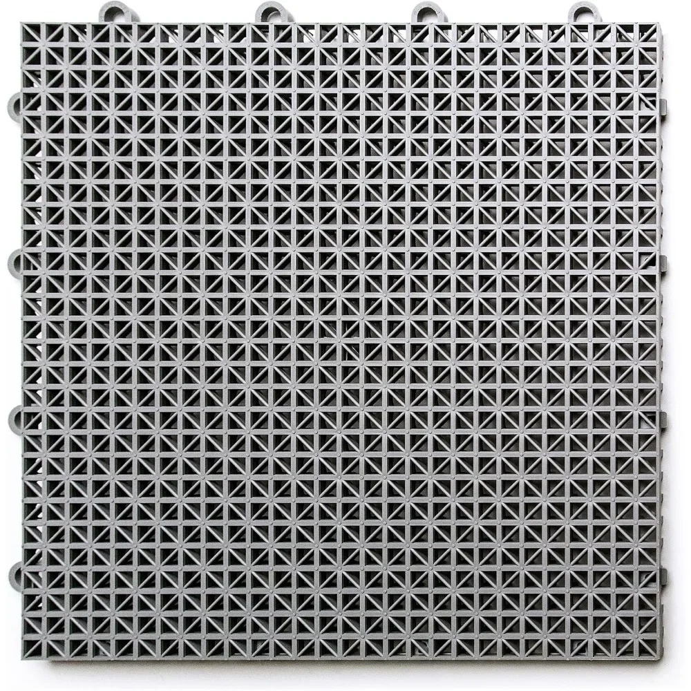 DT40GRAY DuraGrid Outdoor Modular Interlocking Multi-Use Plastic Deck Tile, 40 Pack, Gray