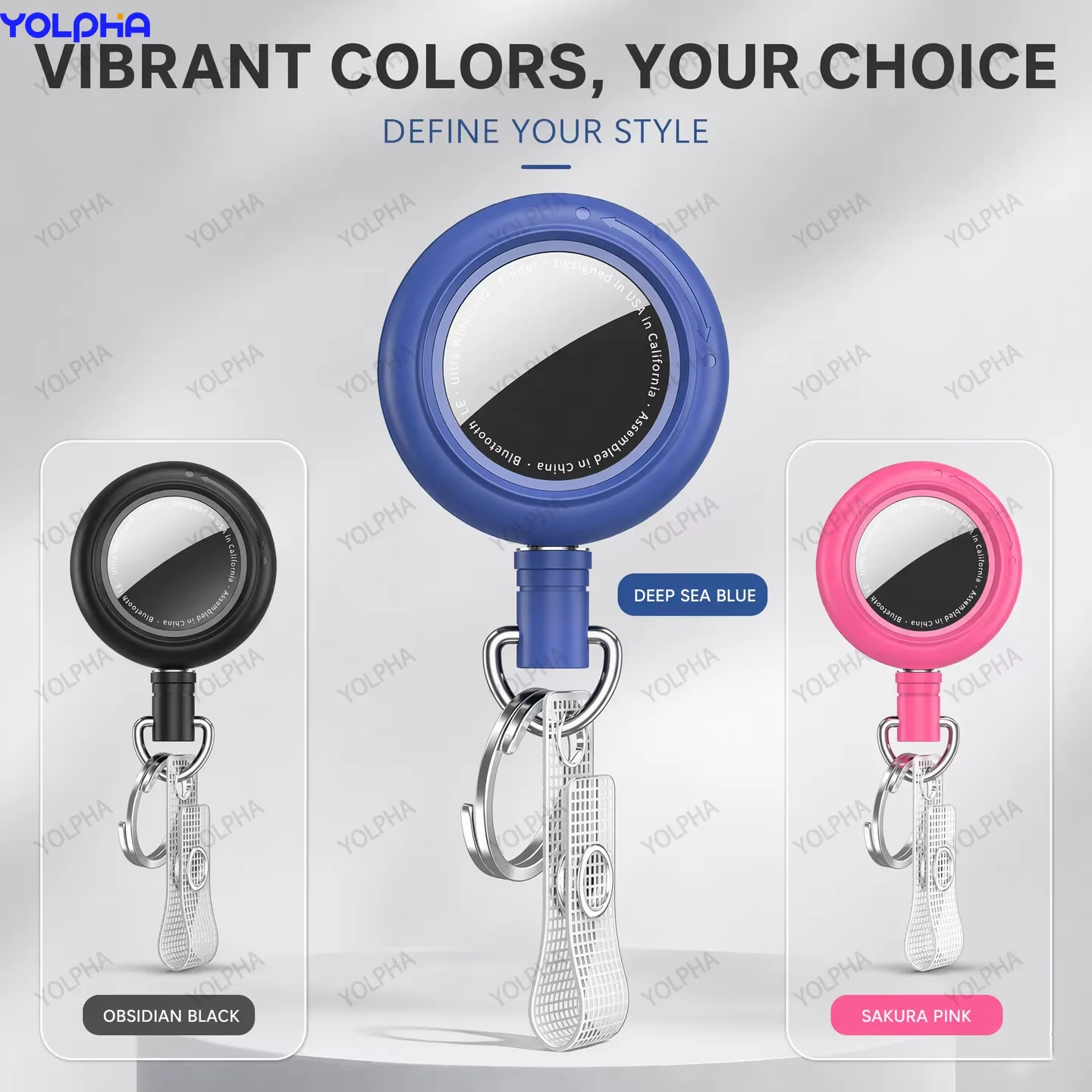 AirTag Protective Anti-Loss Case with Back Clip Retractable Reel Lanyard Keyring GPS Tracker Cover for Keys Dog Cat Backpacks