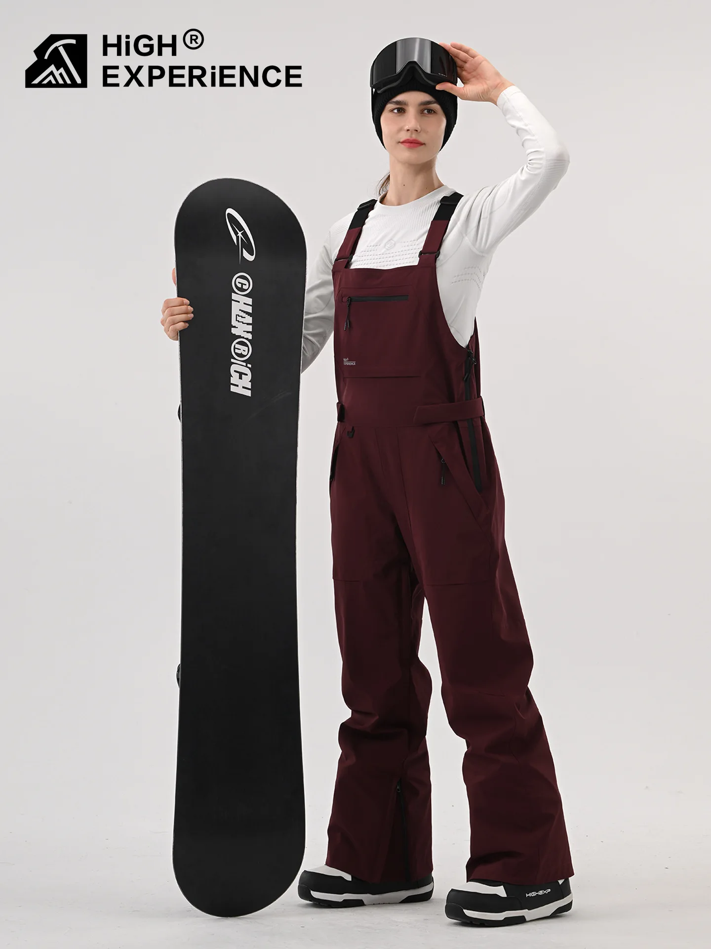 

HIGH EXPERIENCE 2025 3L Ski Bib Pants for Men & Women Waterproof Windproof Abrasion-Resistant Loose Fit Snowboard Bodysuit
