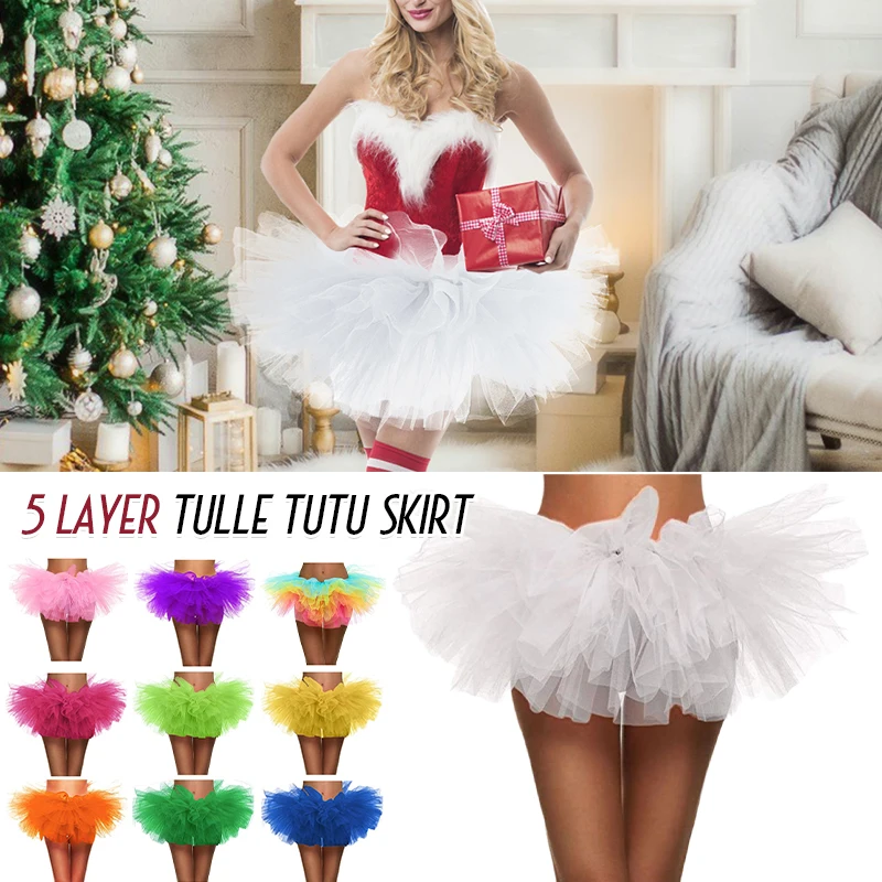 Women mini Fancy Skirt 5 Layer Tulle Tutu Skirt Dress Up Party Dancing Dress Clubwear Carnival Dance Fairy Tutu Skirts