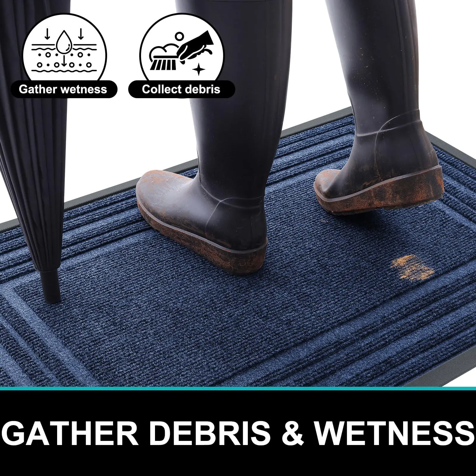 Olanly tapete de porta de chão, tapetes de borracha natural resistentes, fácil limpeza, interior e exterior, antiderrapante, capachos de entrada de baixo perfil