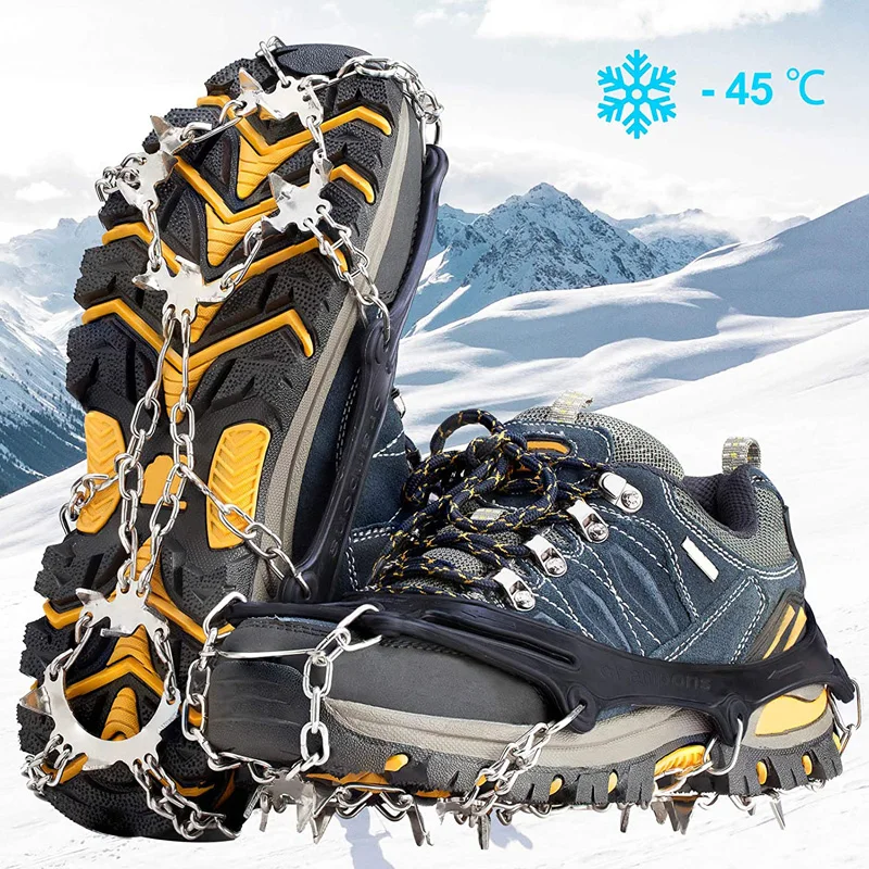 Anti Slip Hiking Climbing Tomshoo 32 Teeth Ice Gripper Spike For Shoes Snow Spikes Crampons Cleats Chain Claws Grips Boots Cover