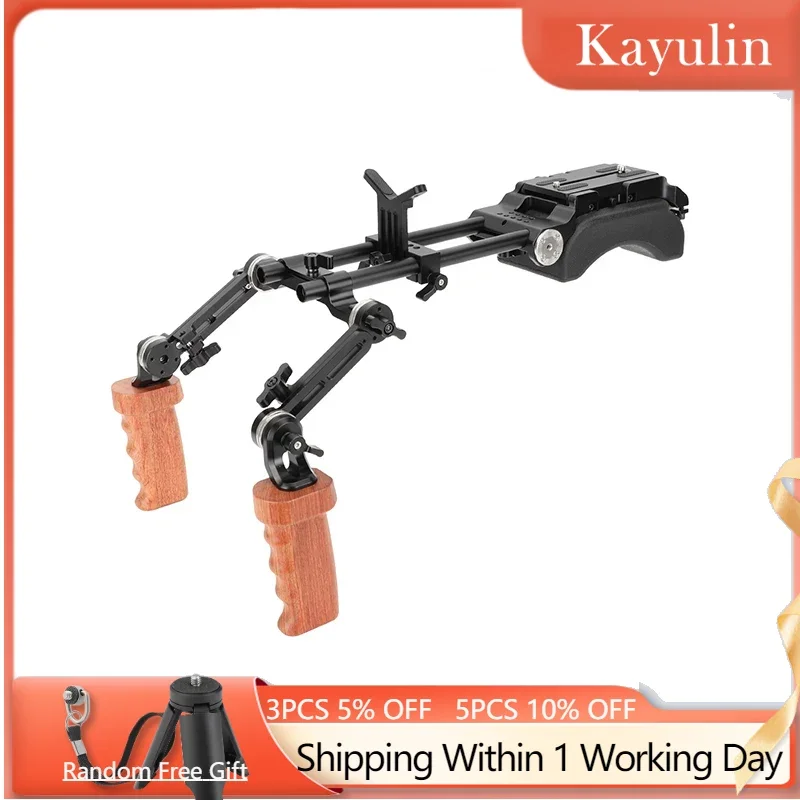 

Kayulin Shoulder Mount 15mm Railblock Rig with ARRI Camera Plate and Wooden Handgrip For DSLR Cameras and Camcorders