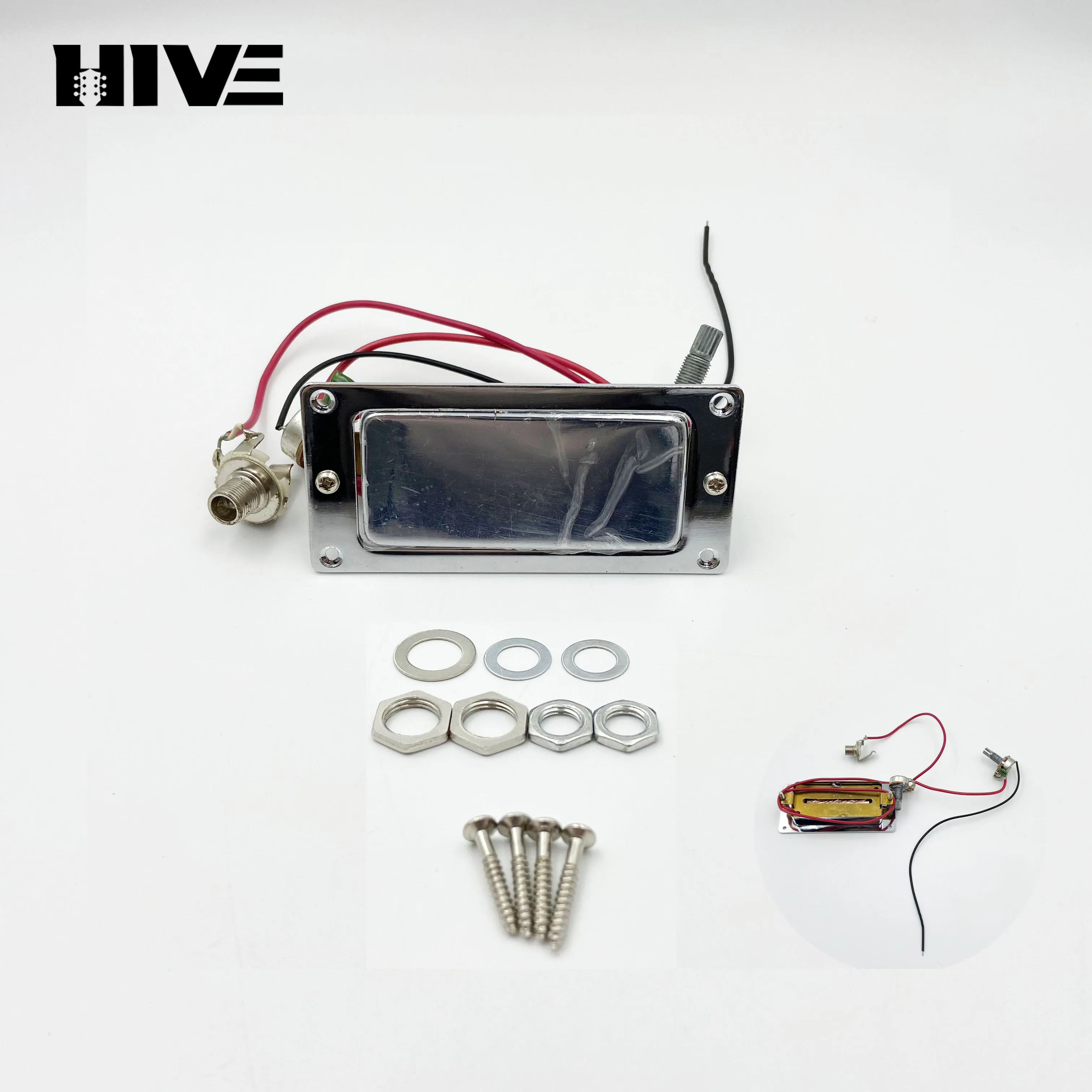 Electric Guitar Accessories LP Closed-type 2-core Cable Brass Base and Dual Coil Guitar Pickup 1T1V6.35 Output Jack Silver