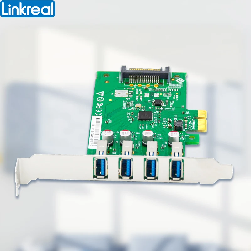 Linkreal-tarjeta de expansión de 4 puertos USB 3,0, tarjeta de expansión de 5 Gb/s para escritorio por PCIe x1 x4 x8 x16 Slot-LRSU9A71-4A