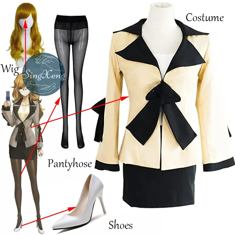 SingXeng Anime Steins Gate Kiryu Moeka Kostum Cosplay Gaun Wanita Kemeja Anak Perempuan Setelan Natal Halloween Sesuai Pesanan