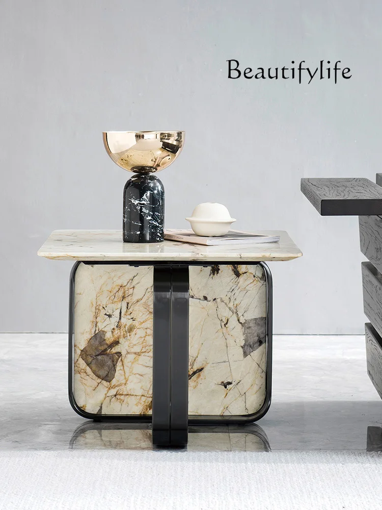 

Italian minimalist natural marble coffee table modern minimalist luxury stone combination living room new furniture