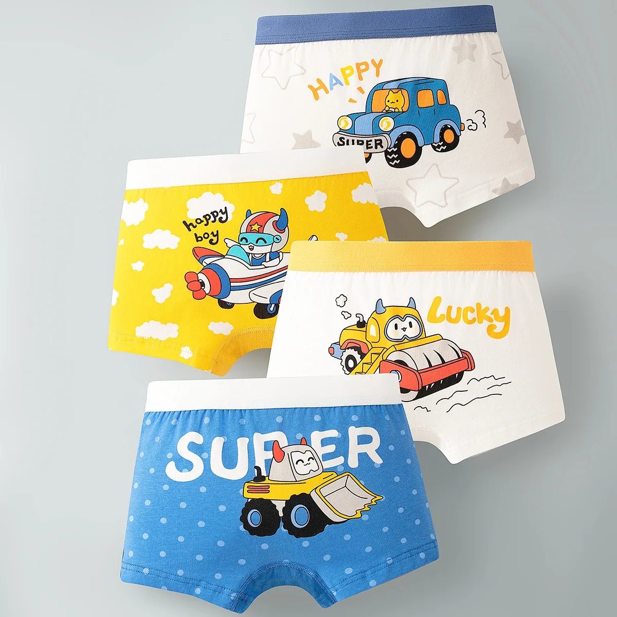 Junge Boxershorts aus reiner Baumwolle für Kinder, bunte Unterwäsche, niedliches Design, Baby-Unterhose, Größe M-3XL, für Gewicht 10–45 kg, Jungen – Detail 12