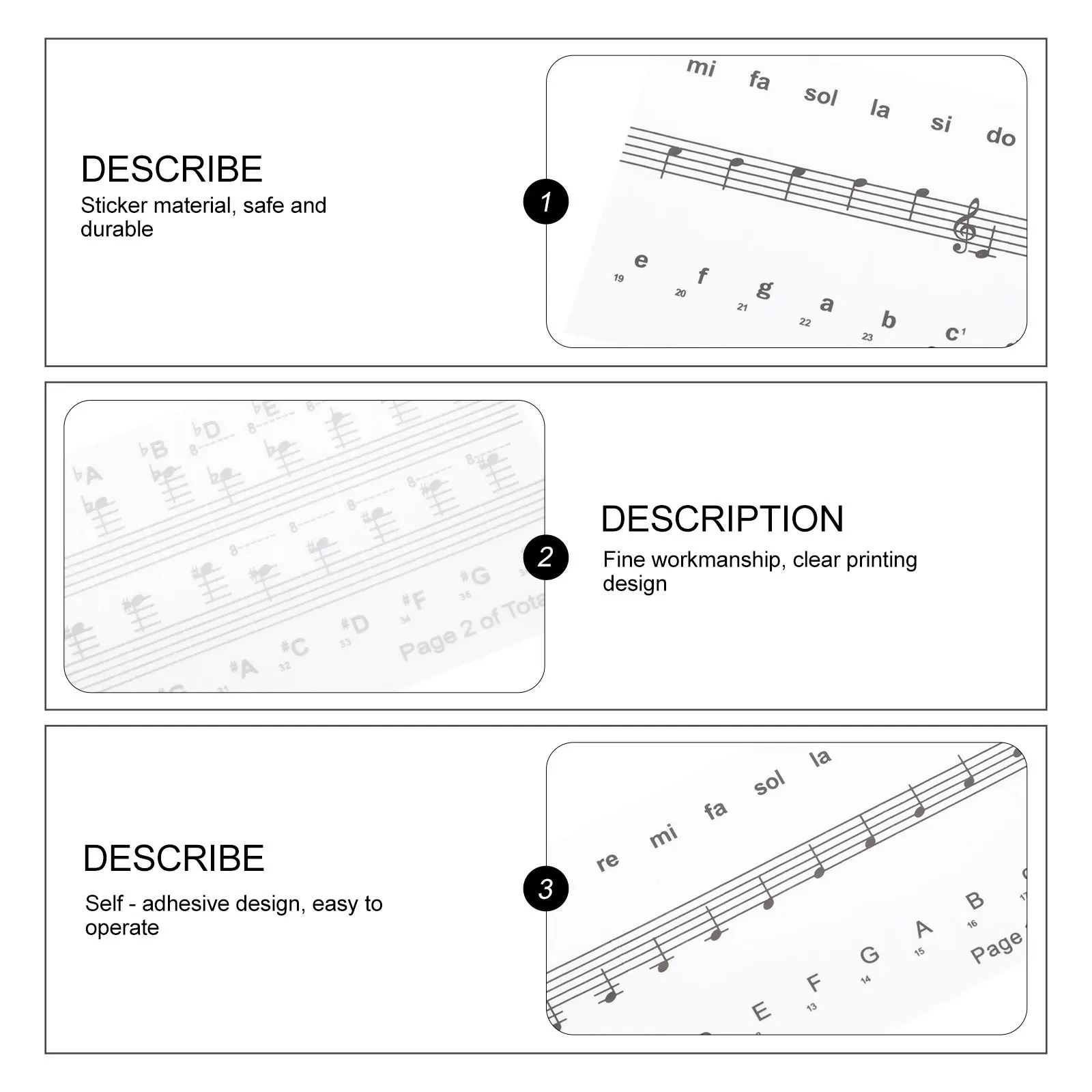 

2Sets Piano Keyboard Stickers Waterproof Durable Introductory Decals for Beginners Practical Piano Keyboard Decal Music