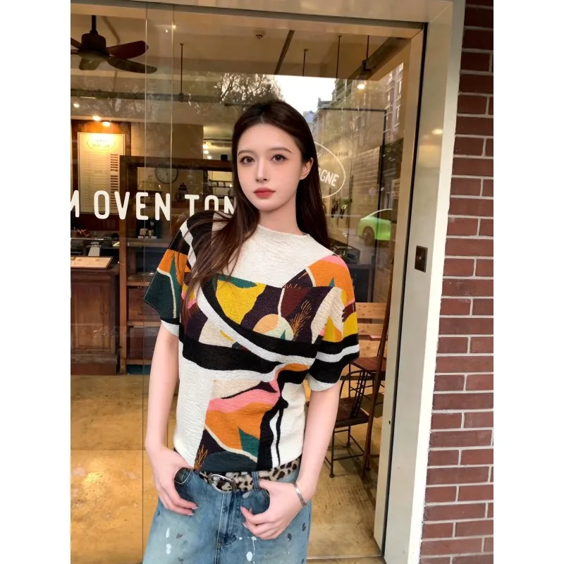 Miyake Pleated T-Shirt Plisse 2026 Summer New Pleats T-Shirt Batwing Top Women Loose Plus Size Small Shirt Fold Women Clothing