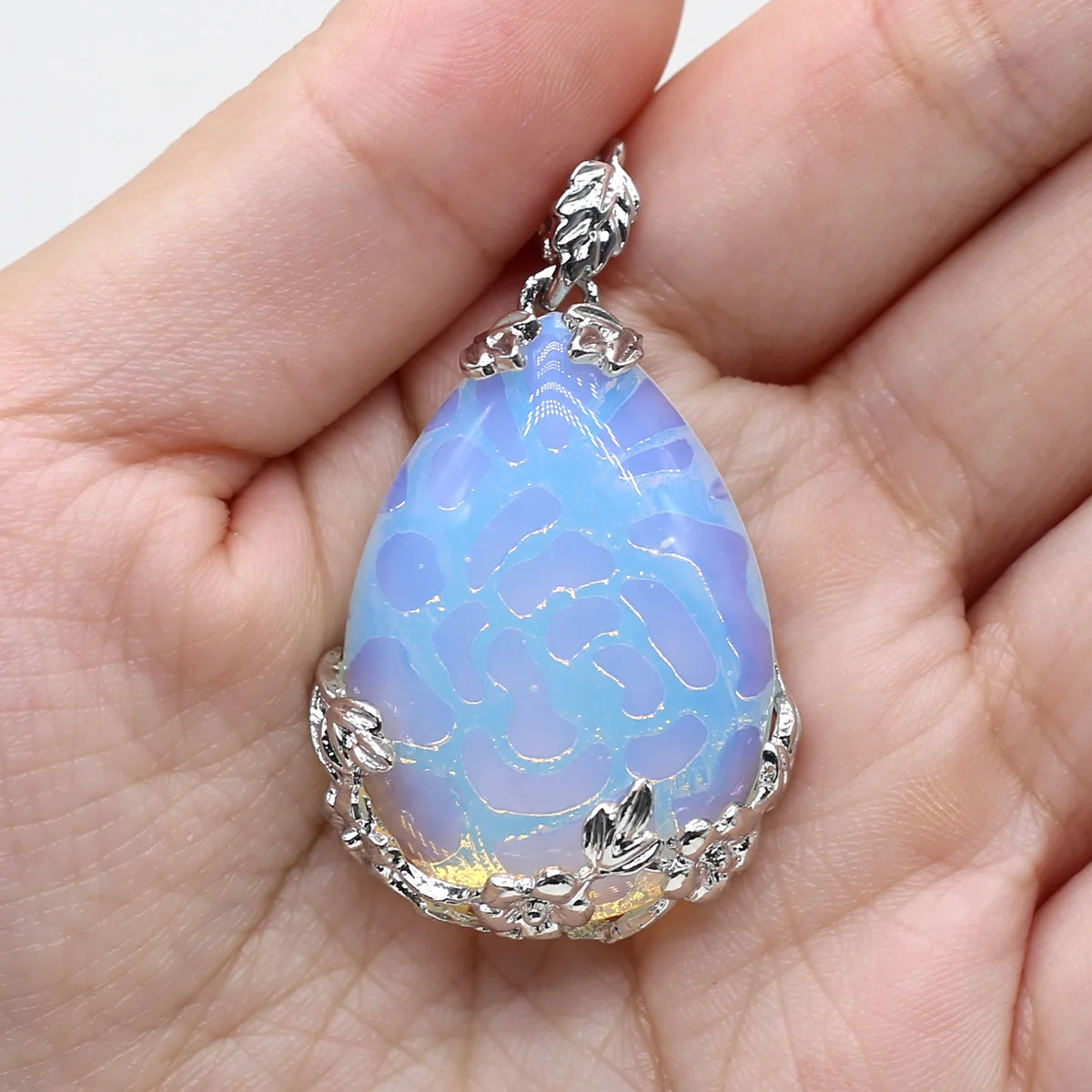 27x38mm Natural Stone Crystal Pendant Rose Quartz Teardrop Gemstone Charms for Jewelry Making DIY Necklace Earrings Accessories