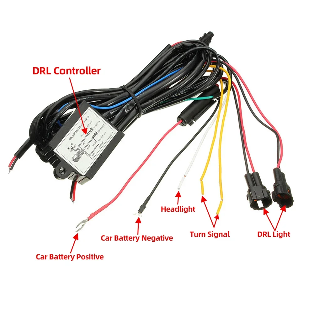 Car DRL Controller Auto LED Daytime Running Light 12-18V with Strobe & Dimming Function Relay Harness Dimmer On/Off