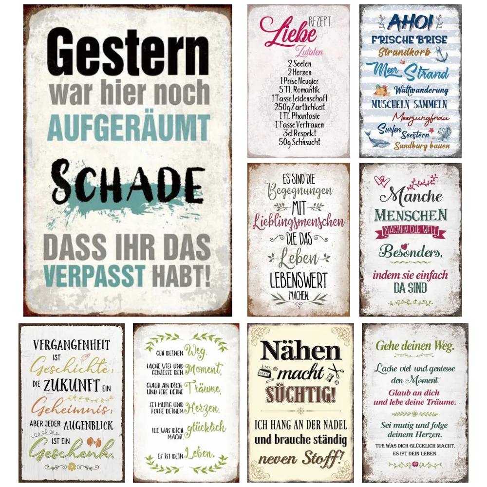 독일 재미있는 견적 금속 주석 사인 차고 빈티지 플라크 포스터 플레이트 벽 장식, 바 카페 펍 룸, 남자 동굴 홈 장식