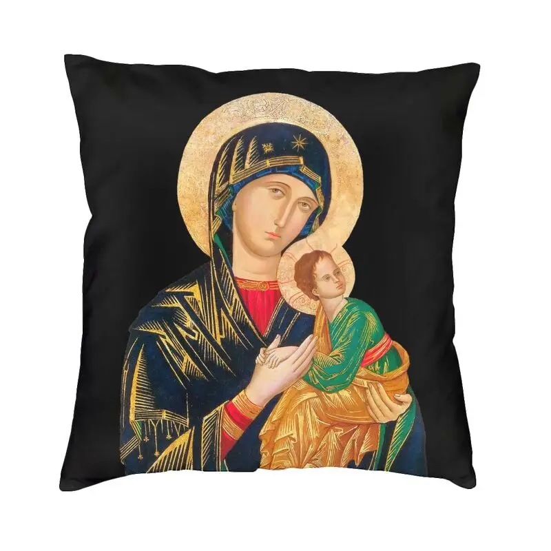 Our Lady Of Perpetual Help Cushion Cover 40x40 Home Decor 3D Printing Catholic Virgin Mary Throw Pillow Case Sofa Double-sided