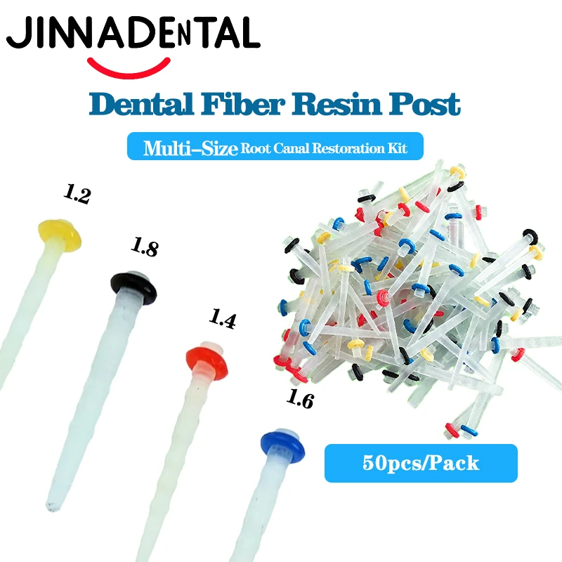 

50pcs/pack Dental Screw Fiber Resin Post Root Canal Pile Multi-Sizes Dentistry Post Root Canal Tooth Restorative Materials Tools