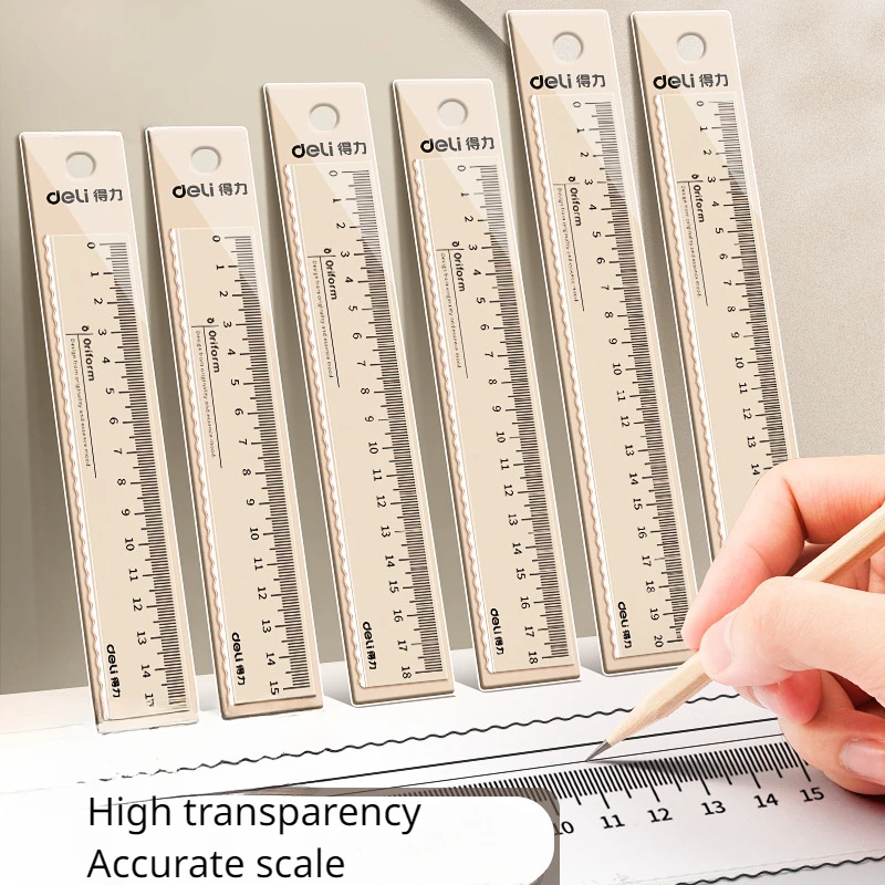 Transparent Ruler 15/20cm with Waves,School Supplies Student Measuring and Drawing with Multi Specification Plastic Ruler School