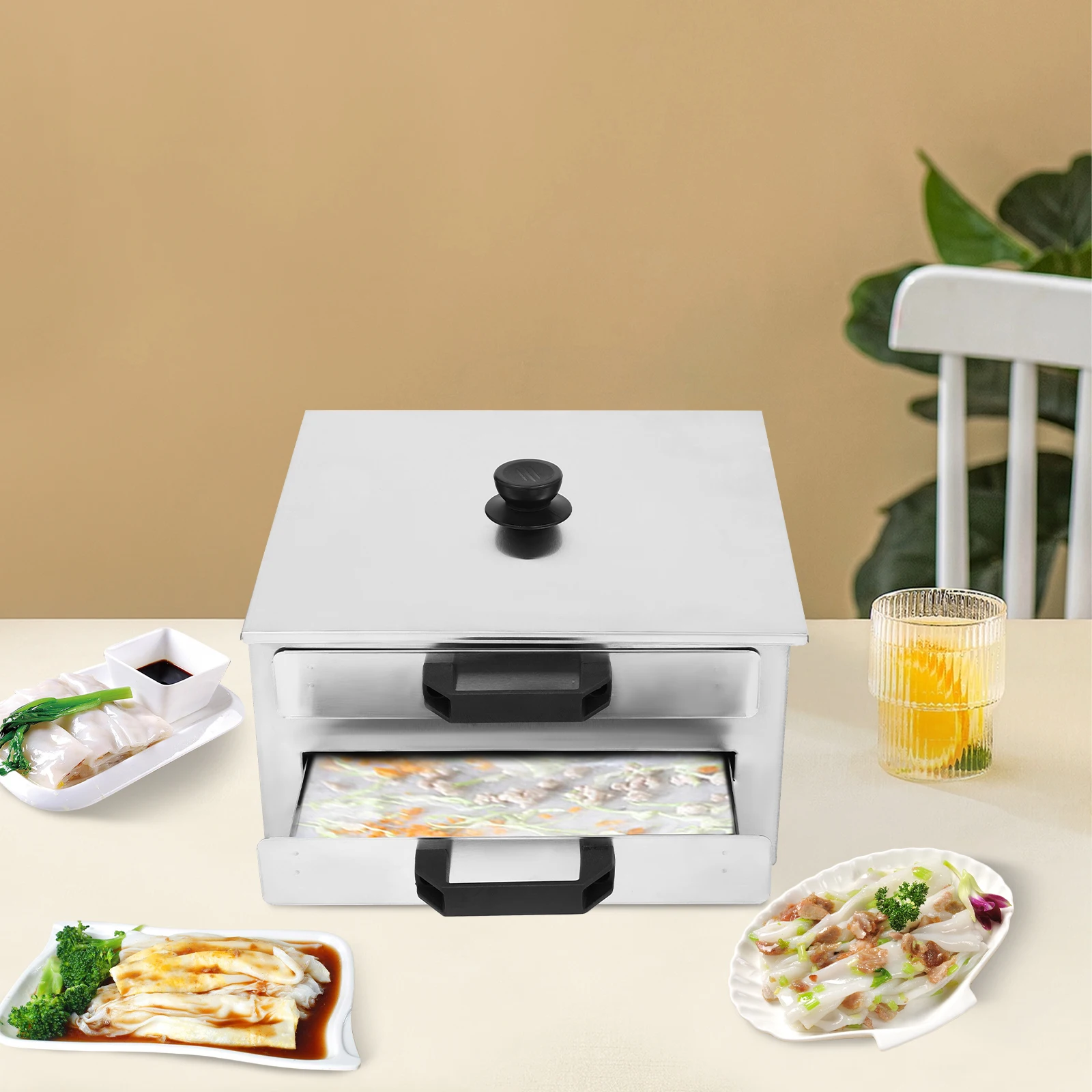 مفتوح الصينية الأرز المعكرونة لفة قدر الغذاء البخاري مع صينية اضافية الفولاذ المقاوم للصدأ طبقة مربعة/طبقة الطبخ المطبخ قوانغدونغ تجهيزات المطابخ