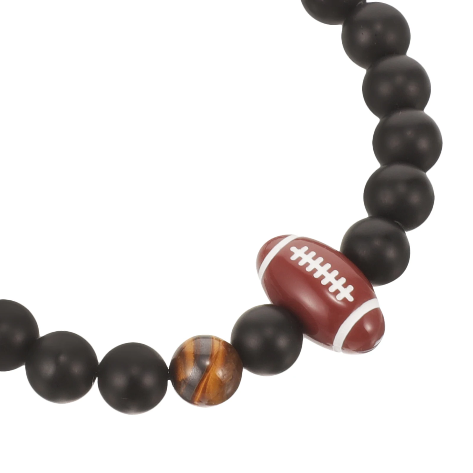 

Rugby Bracelet Frosted Stone Adjustable Woven Sports Fans Accessory Wear Resistant Compact Small Wrist Bracelet Gift Idea