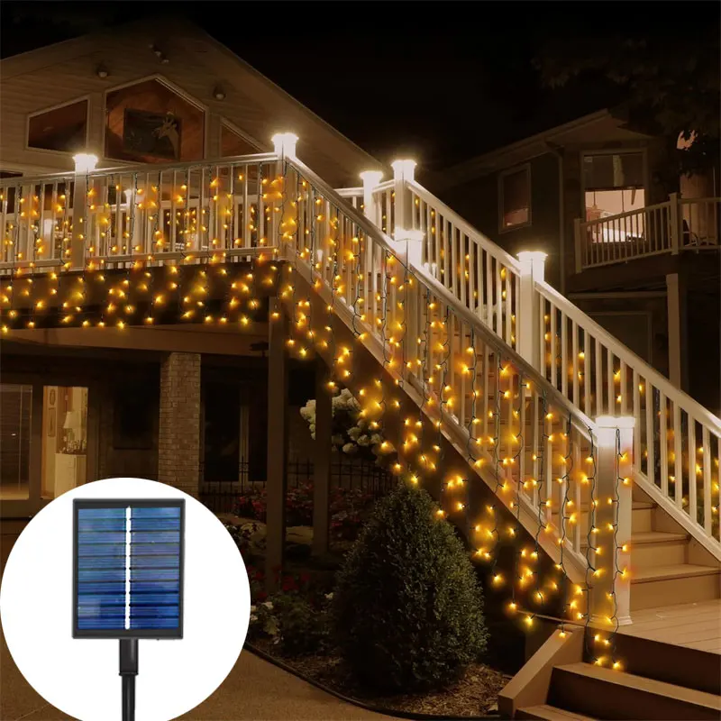 

Christmas Holiday LED Decoration Lights Fairy Bedroom String Garland Lighting Solar Curtain Lights Wedding Garden New Year 2026