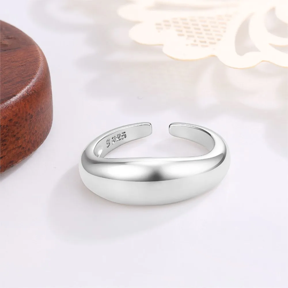 PANJBJ 925 Sterling Silver Rings for Women Curve Vintage Wedding Trendy Jewelry Large Adjustable Classic Ring Dropshipping