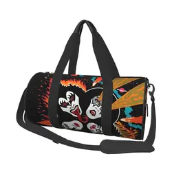 Kiss Band Rock Music Gym Bag Funny Printing Swimming Sports Bags Men's Custom Large Capacity Funny Fitness Bag Weekend Handbags