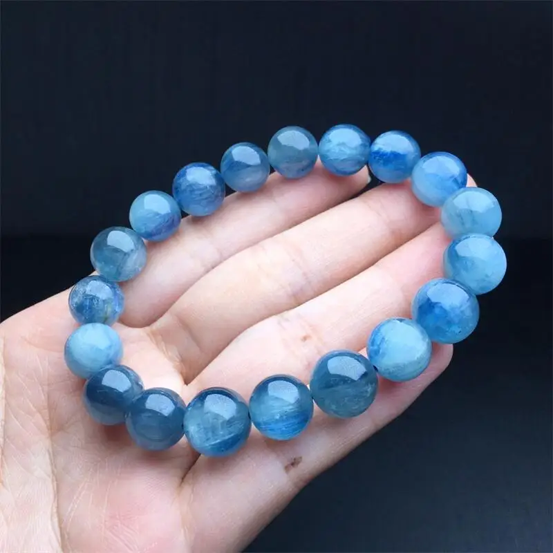 10MM Natural Kyanite Bracelet Round Bead Stretch Healing Reiki Women Gemstone Jewelry Holiday Gift 1PCS