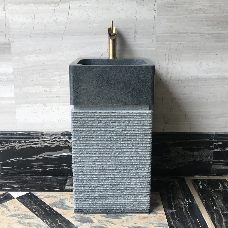 

Stone Wash Basin Integrated Outdoor Wash Basin Courtyard Stone Pedestal Basin Floor-Standing Balcony Outdoor Pool Home