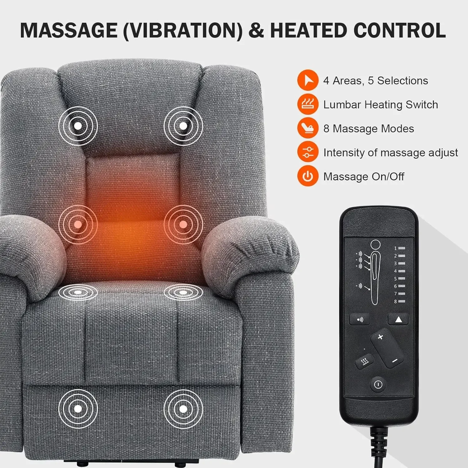 

Dual Motor Lay Flat Power Lift Recliner Chair for Elderly, Coarse Linen Lift Chairs w/Massage and Heat for Seniors,Lumbar Pillow