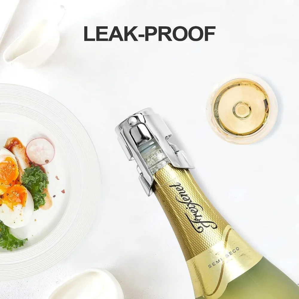Champagne Stopper Stainless Steel Champagne Bottle Sealer Sparkling Wine Bottle Plug Sealer Leak-Proof Bubble Sealing Bottle Cap