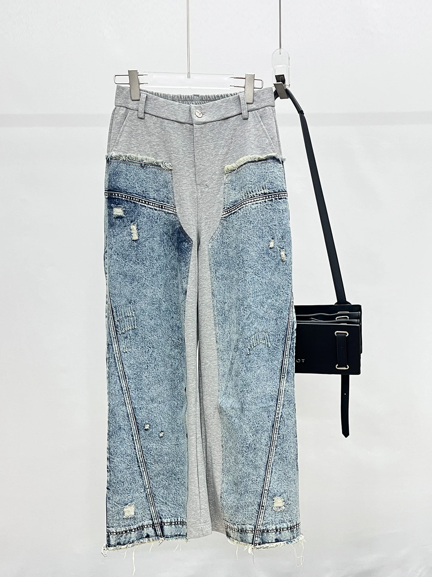 

Повседневные джинсы с градиентным эффектом для мужчин: модные, простые, свободные, прямые, универсальные, стильные, длинные брюки с высокой талией на молнии