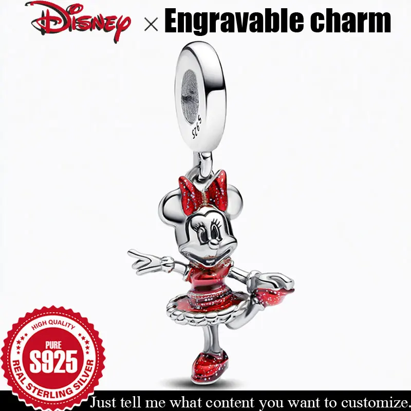 

Очарование из стерлингового серебра 925 пробы, настраиваемый кулон Disney Minnie Mouse, оригинальный DIY Dancing Minnie, подвеска, ювелирные аксессуары