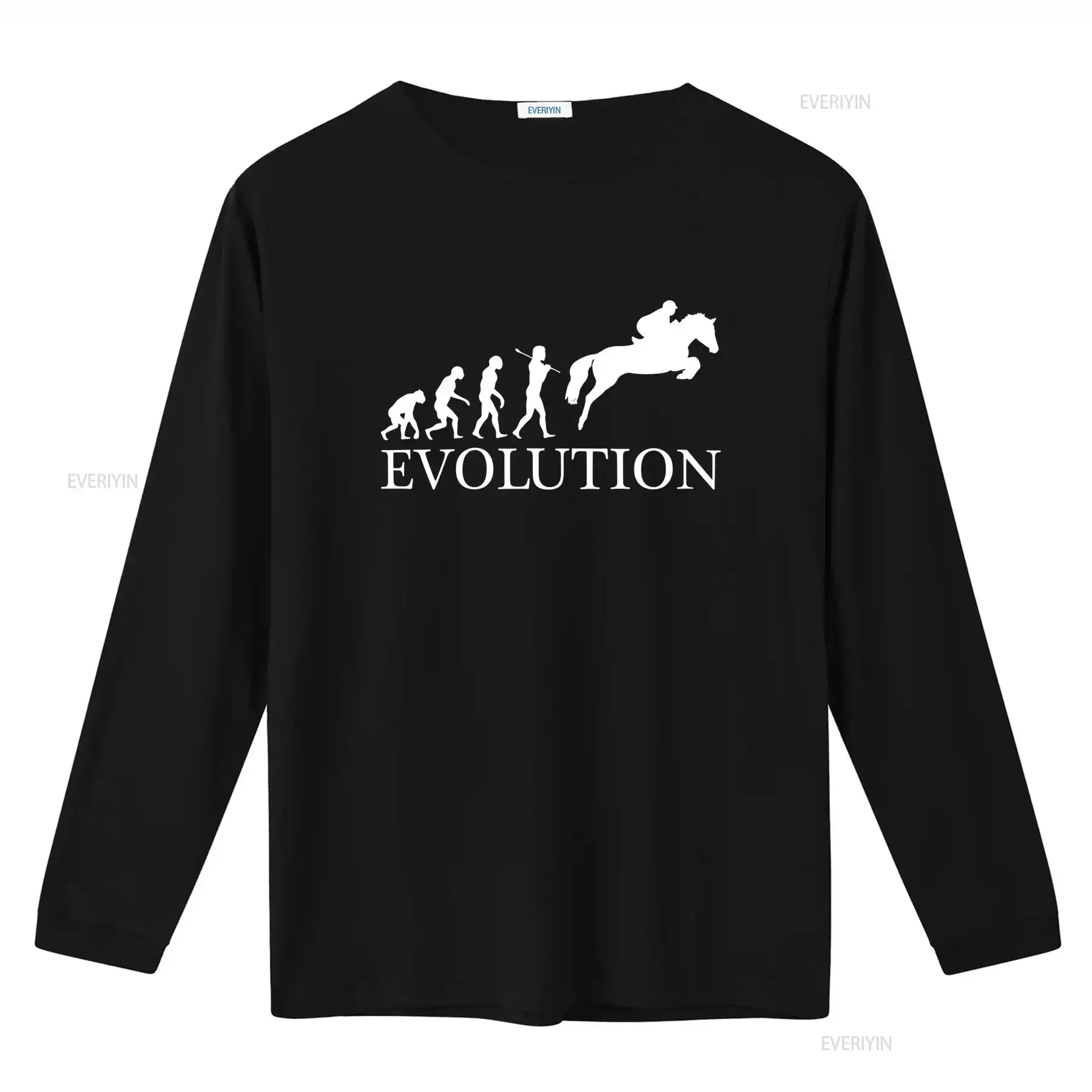 Evolution Of Man Jumps Men's T Shirt Top Equestrian Unique Print Design vintage Washed Stretched Stylish streetwear Versatile