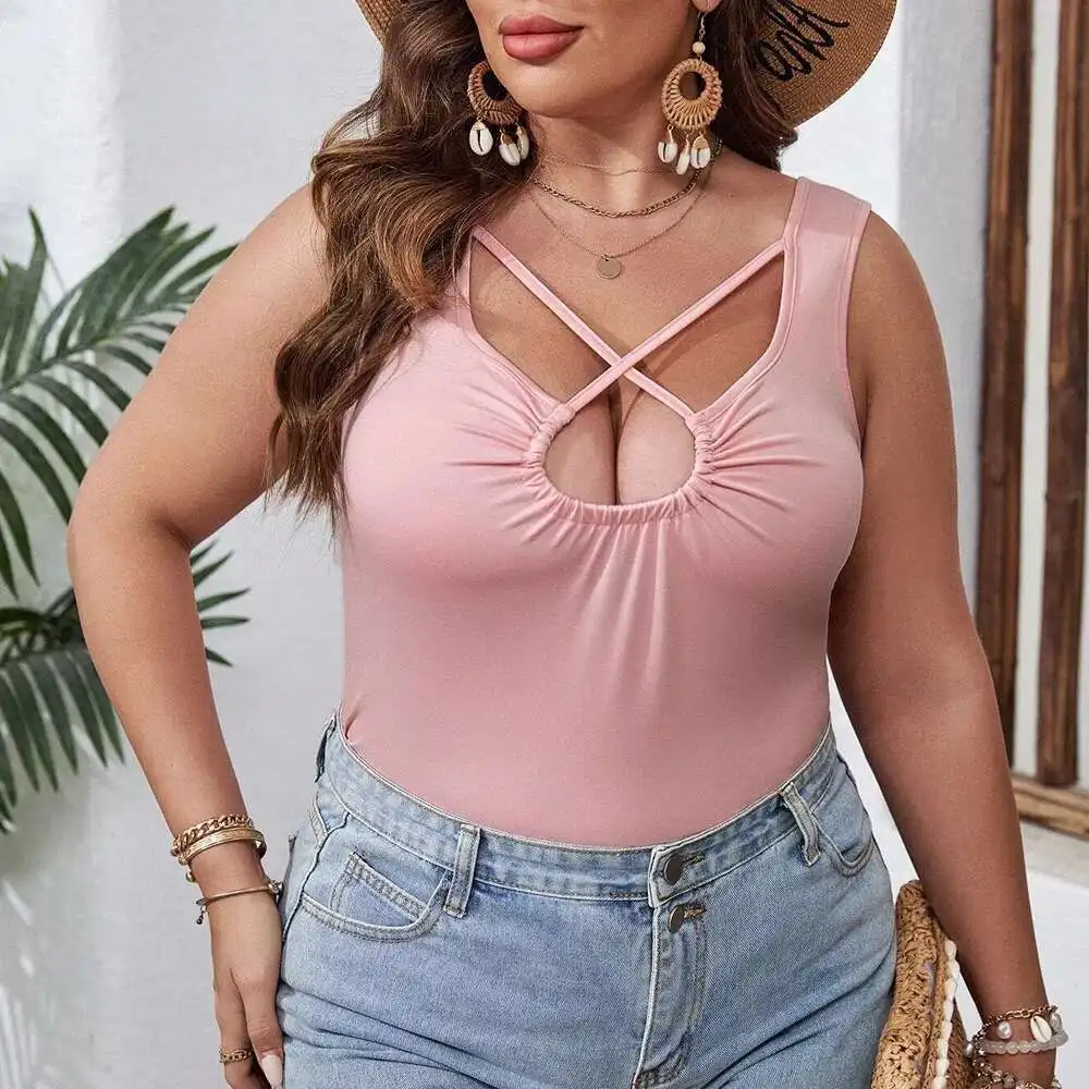

Large Size Women's 2025 New Sexy Hollow Irregular Hem Casual Inner and Outer Vest Top Elegantes Casual Y2k Shirts Blouses Woman