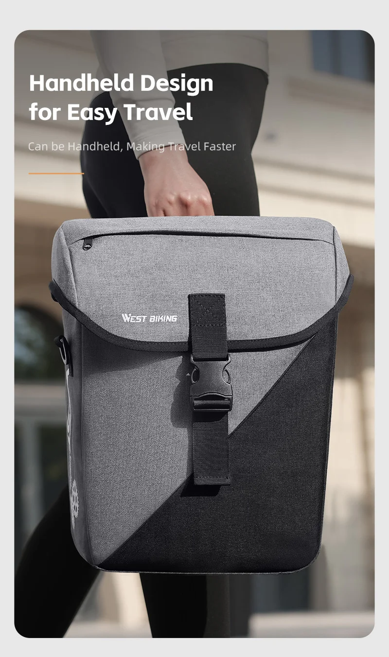 WEST BIKING 16L Wasserdichte Fahrrad-Gepäckträgertasche Große Kapazität Fahrrad-Gepäckträger-Tasche mit Schnellverschluss-Clips für Rennräder – Detail 10