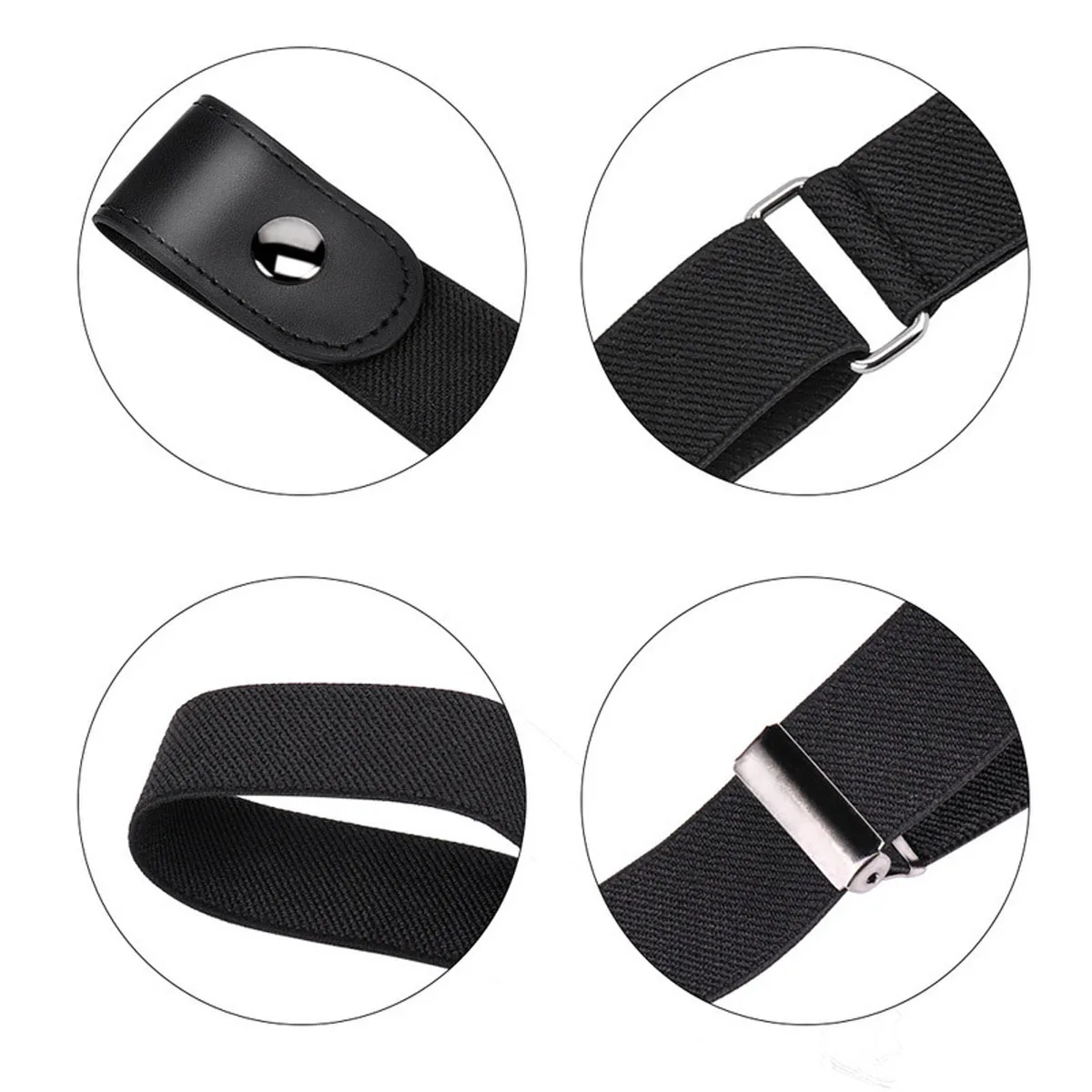 

Lazy Belt For Women Men Buckle-Free Invisible Belt Adjustable Comfort Waistband For Jeans Pants 115Cm Black
