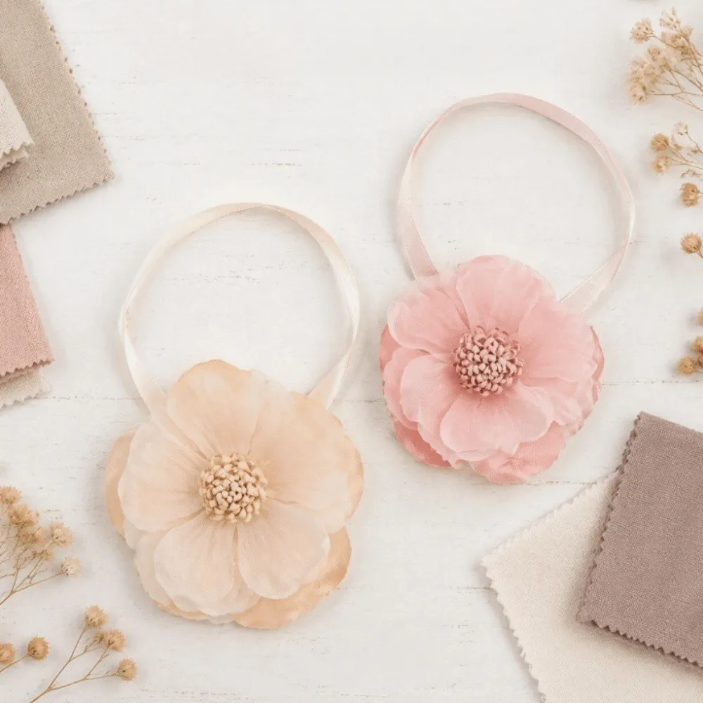 2Pcs Modern Magnetic Curtain Tiebacks Minimalist Polyester Texture Floral Curtain Ties 3D Flower Curtain Holdbacks