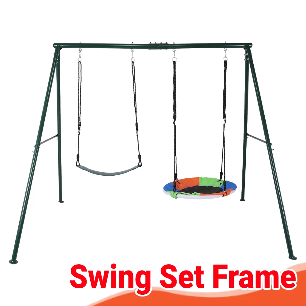 مجموعة إطار أرجوحة مزدوج لإطار مجموعة أرجوحة الفناء الخلفي حامل أرجوحة معدني مقاوم للصدأ للوحة الناعمة المتأرجحة العالمية #1