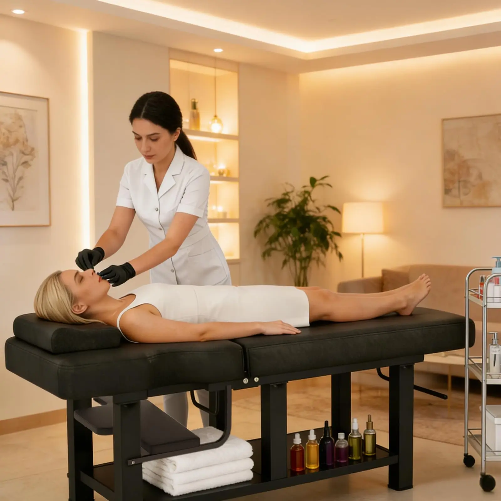 Heavy Duty Metal Massage Table With Backrest For Spa, Therapy & Tattoo