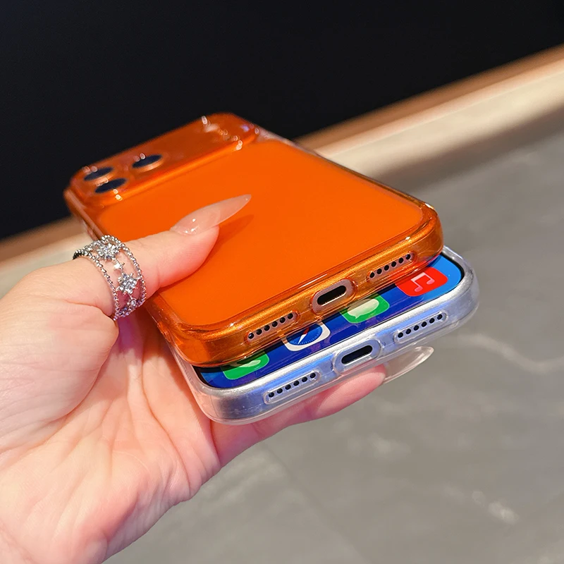 حافظة سيليكون برتقالية رفيعة للغاية لهاتف آيفون 17 16 15 14 13 برو ماكس غطاء خلفي فاخر ناعم من مادة البولي يوريثان لهاتف آيفون 17ProMax Funda #4