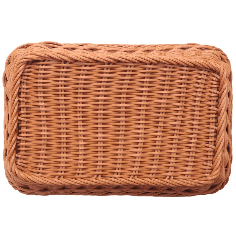 2 Pcs Rectangular Basket For Table Or Counter Display For Bread,Fruits And Vegetables Wicker Baskets For Markets,Bakery