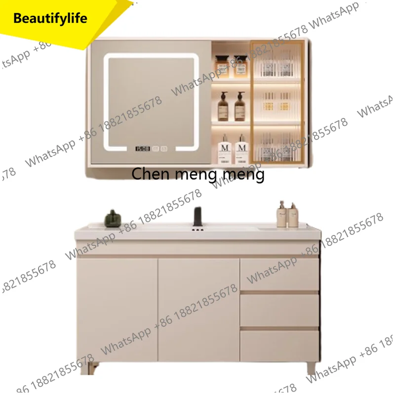 

A17 Modern Integrated Bathroom Cabinet Pull Drawer Makeup Mirror Bathroom Cabinet Storage Organizer Mobile Bagno Home Accessorie