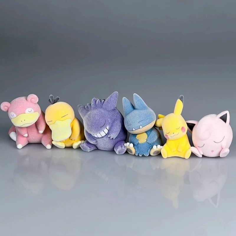 

Poekmon Baby Series Эльф, который сон от плеча до плеча Jigglypuff Slowpoke флокированные куклы Фигурки Настольный орнамент