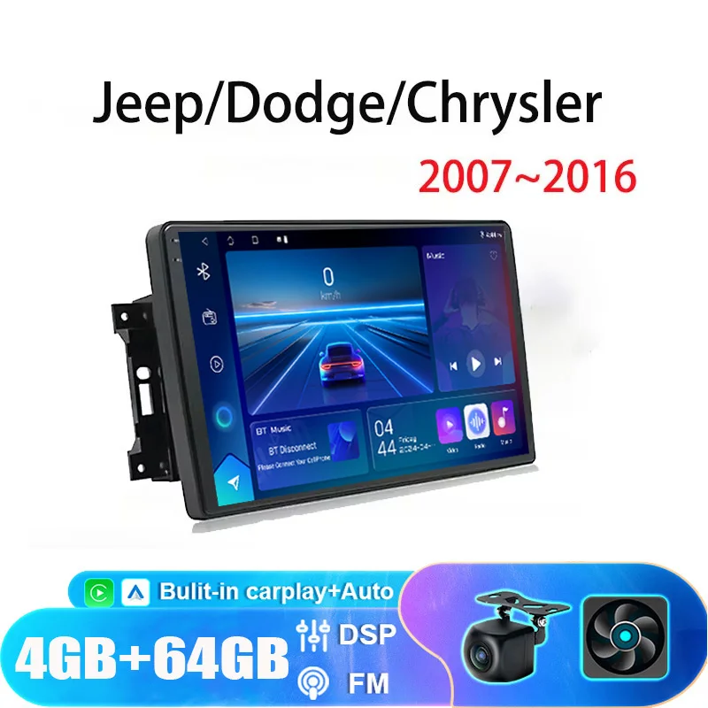 

10" 6+128G For 2007-2017 Jeep Wrangler JK Dodge chrysler Car Stereo Radio Apple Carplay Android 13 FM AM BT Head Unit