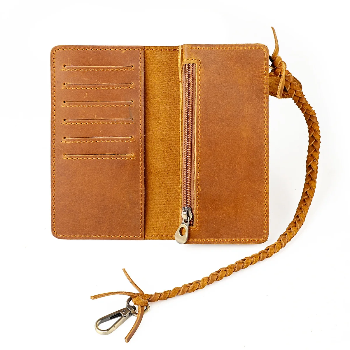 Man Wallet Clutch Bag Outdoor Camping Men's Wallet Top-layer Cowhide Card Holder Long Wallet, Card Holder Phone Storage Bag