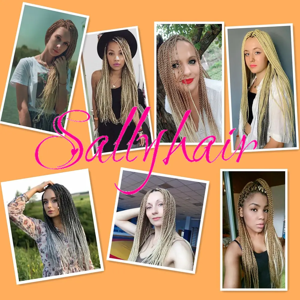 Sallyhair – tresses synthétiques sénégalaises, 30 racines/paquet, tresses au Crochet, couleur brune, ombré, Micro tresses