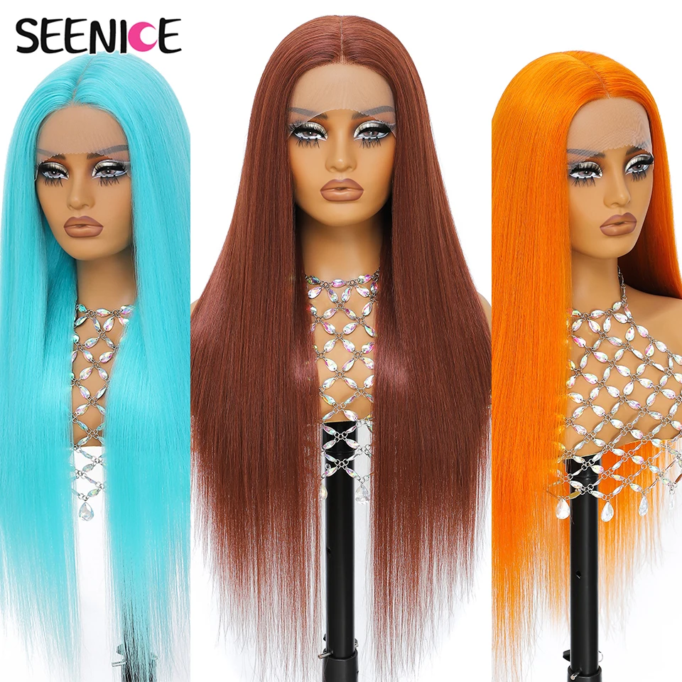 

Synthetic 13X6 Lace Frontal Wigs For Women 30 Inch Straight Wig Lace Wig Ombre Ginger Lace Wigs Cosplay Straight Lace Front Wig