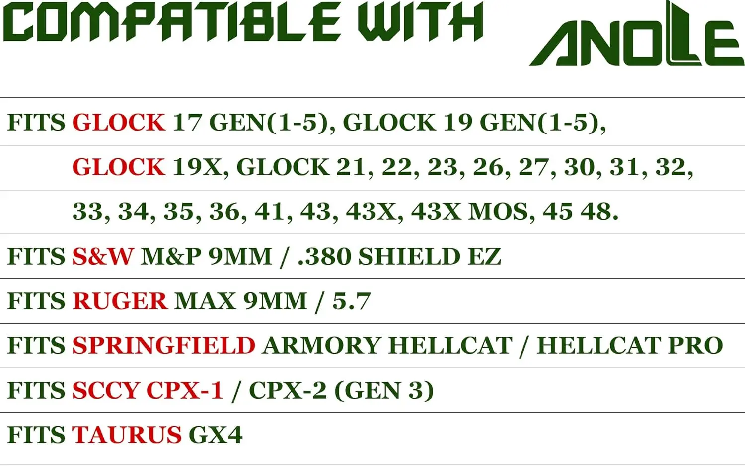 الحافظة التكتيكية OWB لـ Ruger 9، Taurus GX4، Hellcat Pro، Sig P365 XL، S&W M&P Shield EZ، SCCY Cpx، Glock 17 19 26 27 42 43 48 MOS #6