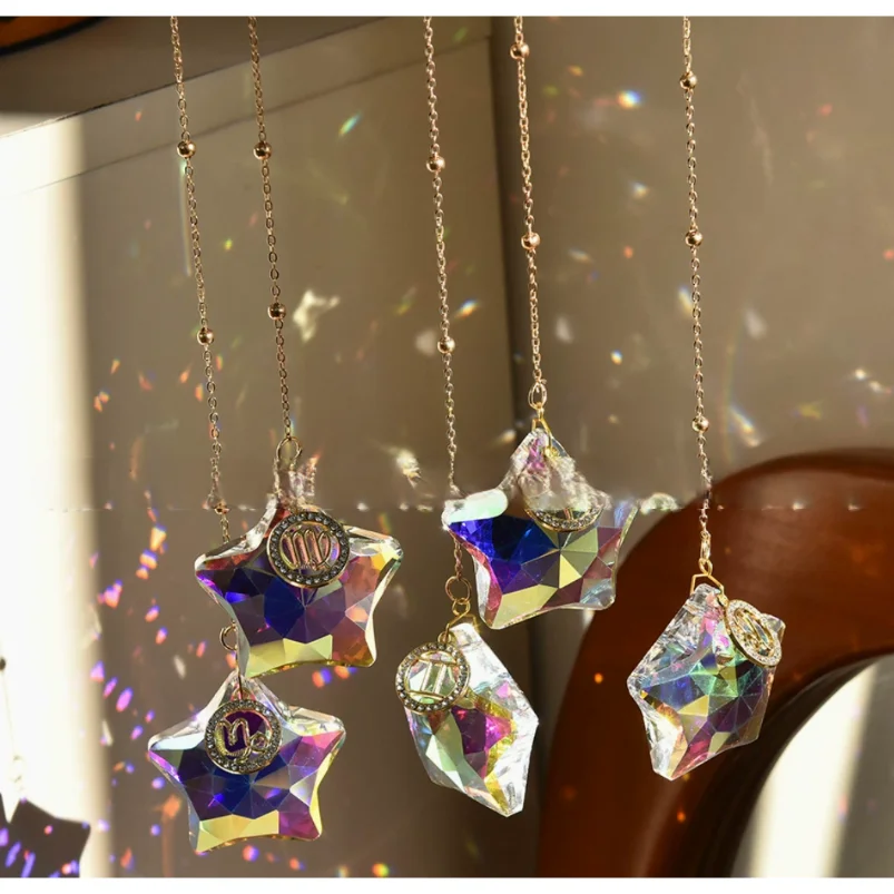 1pc Constellation Crystal Sun Catcher Prism Window Star Hanging  Clear Hanging Crystal for Balcony, Chandelier, Garden Decor